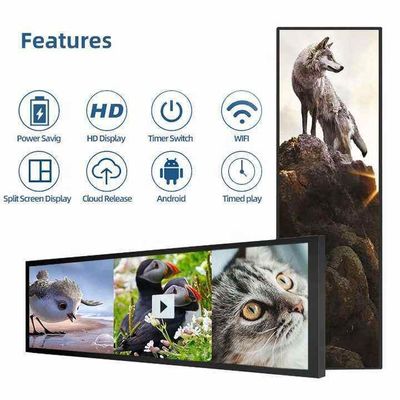24 ιντσών Ultra Wide ανάλυση τεντωμένη μπάρα τύπου LCD διαφημιστική οθόνη Η τέλεια επιλογή για την λιανική πώληση στα ράφια των σούπερ μάρκετ