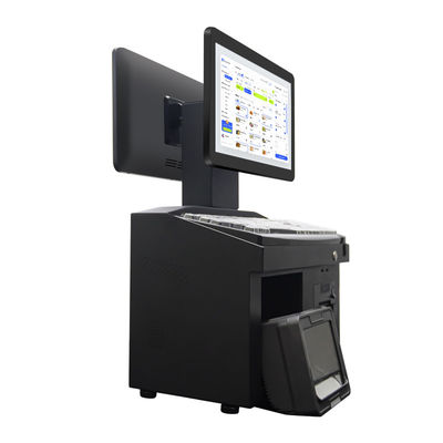 14 ιντσών Διπλή οθόνη αφής Windows7 Pos ταμειακό μηχάνημα i3 Cpu 4+64GB Desktop POS τερματικό με εκτυπωτή, πληκτρολόγιο, σαρωτή