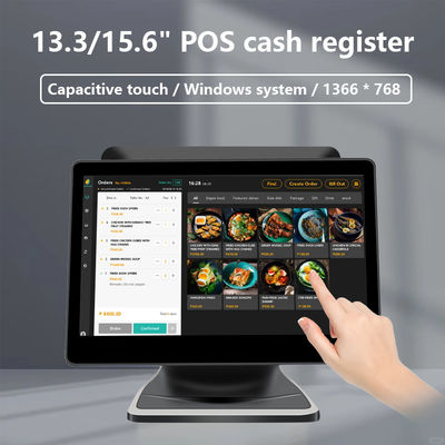 13.3/15.6Inch Διπλή οθόνη αφής POS σύστημα I3 Win σύστημα λιανικής πώλησης POS τερματικό με αναδιπλούμενη βάση