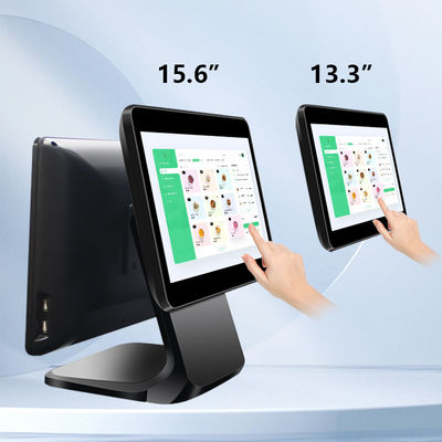 13.3/15.6Inch Διπλή οθόνη αφής POS σύστημα I3 Win σύστημα λιανικής πώλησης POS τερματικό με αναδιπλούμενη βάση