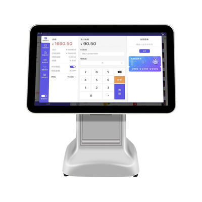 Τερματικό μετρητών προϊόντος 15,6 ιντσών Android POS All in One Supermarket Μίνι ταμειακό μηχάνημα με έξοδο έγχρωμου εκτυπωτή