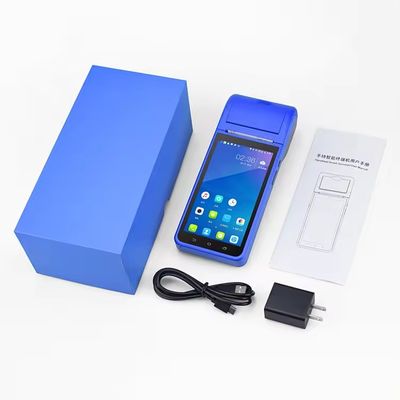 5.5" χειροκίνητα συστήματα Android POS Μηχανή ταμειακού μητρώου Εικονική οθόνη Mobile POS Terminal WiFi USB NFC Πληρωμή για λιανική μπλε