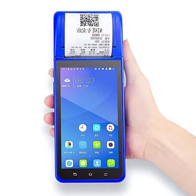 5.5" χειροκίνητα συστήματα Android POS Μηχανή ταμειακού μητρώου Εικονική οθόνη Mobile POS Terminal WiFi USB NFC Πληρωμή για λιανική μπλε