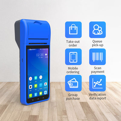 5.5" χειροκίνητα συστήματα Android POS Μηχανή ταμειακού μητρώου Εικονική οθόνη Mobile POS Terminal WiFi USB NFC Πληρωμή για λιανική μπλε