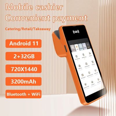 Android 11 5,45 ιντσών Εγγυητό τερματικό POS με θερμικό εκτυπωτή 58mm NFC WiFi USB συνδεσιμότητα και 32GB / 64GB μνήμη Καλύτερη