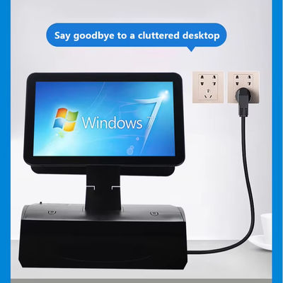 15,6 ιντσών Διπλής Οθόνης Αφής All in One Σύστημα POS με Συρτάρι Χρημάτων και Ενσωματωμένο Εκτυπωτή 58mm 2GB RAM Σούπερ Μάρκετ