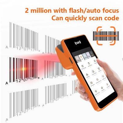 5.45 ιντσών φορητό χειροκίνητο ποζ μηχανή έξυπνο NFC κινητό τερματικό πληρωμής πορτοκαλί ποζ σύστημα με εκτυπωτή κάμερας