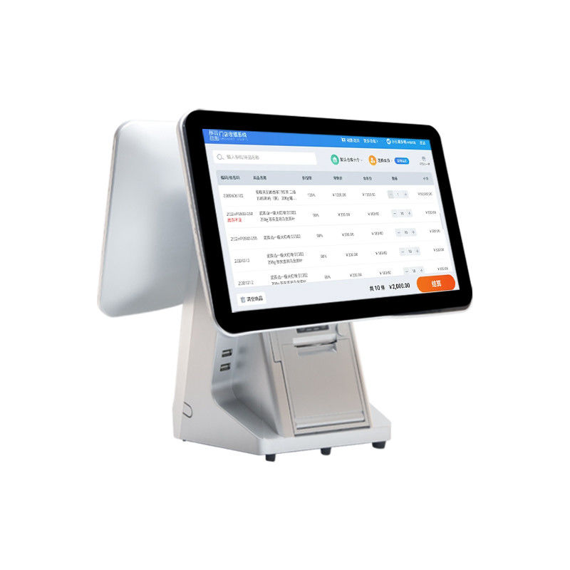 15.6' 14' Δύο οθόνες Android Systems POS Machine με συρτάρι πληρωμής μετρητών και All-in-One Touch Smart Software POS Terminal