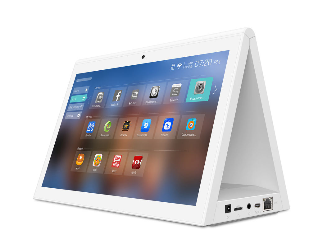 Λευκό RK3288 επιτραπέζιο σε σχήμα L 10,1 ιντσών Android Tablet Pc POE NFC αφής διπλή οθόνη Εστιατόριο παραγγελίας περίπτερο Ταμπλέτες POS